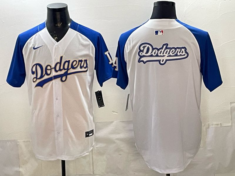 2026 Men Nike Los Angeles Dodgers Blank White blue Game MLB Jersey 007